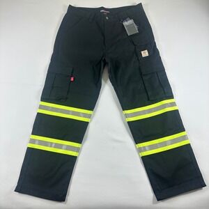 Bocomal FR Pants Mens 38x30 Black Flame Resistant High Vis Cargo Work Trousers